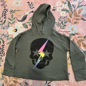 Kids Olive Skull Hoodie
